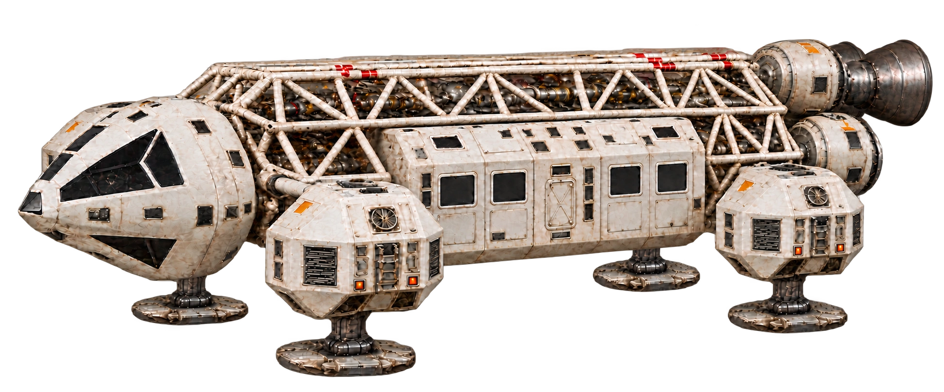 Eagle Transporter di Spazio: 1999, vista di tre quarti con quattro supporti di atterraggio